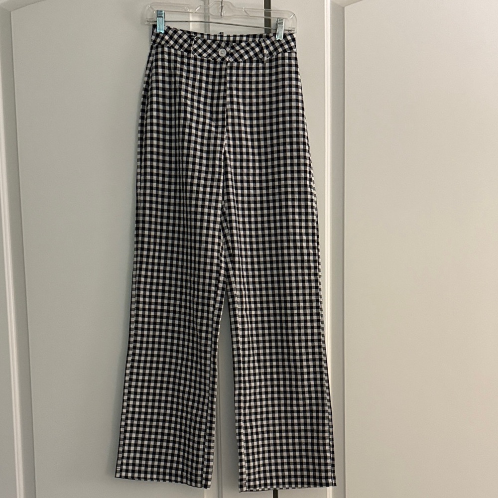 SHEIN Black and White Checkered Pants